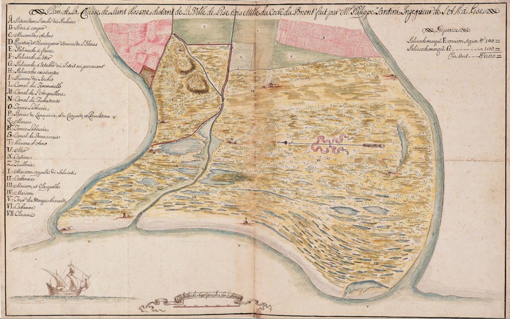 Mappa Tenuta S. Rossore di Philippe Santini, seconda metà del XVIII secolo